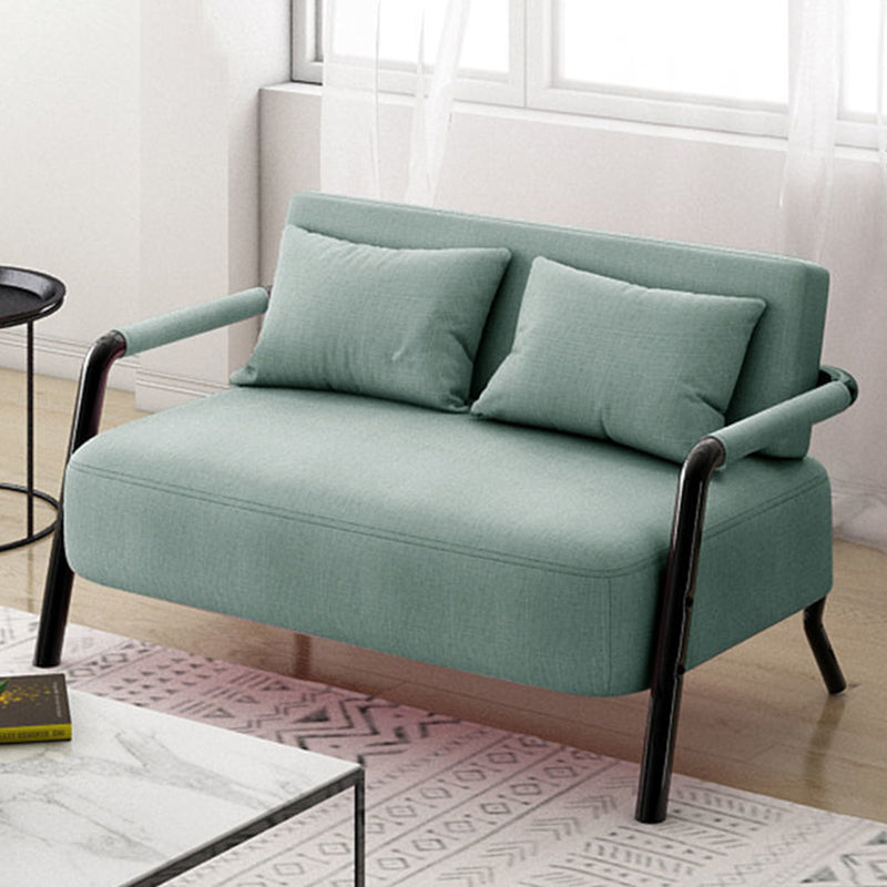 Contemporary Sofa with 2 Pillows Standard Square Arm Black Sofa
