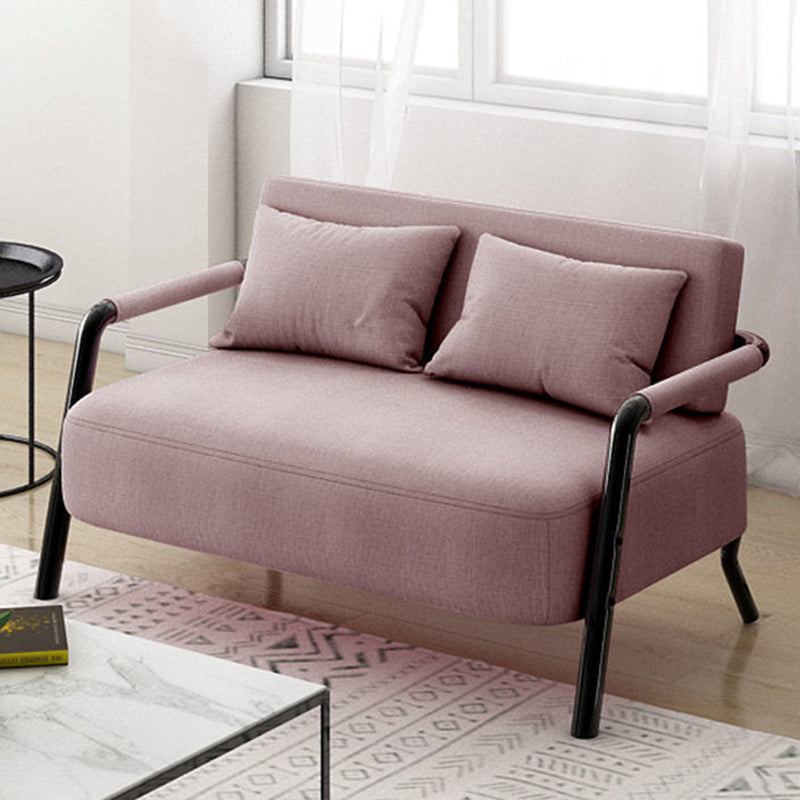 Contemporary Sofa with 2 Pillows Standard Square Arm Black Sofa
