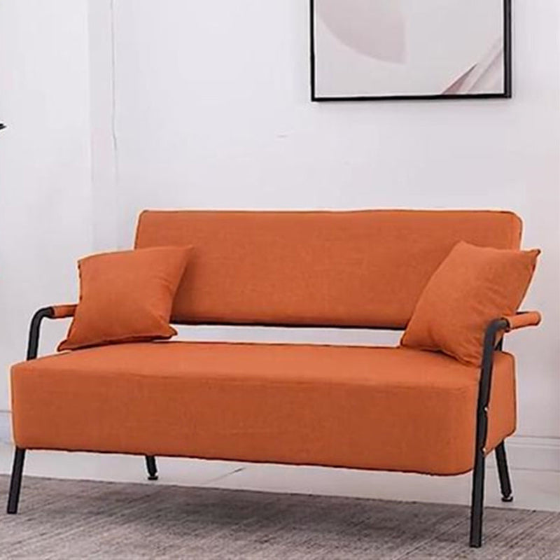 Contemporary Sofa with 2 Pillows Standard Square Arm Black Sofa