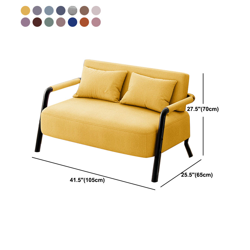 Contemporary Sofa with 2 Pillows Standard Square Arm Black Sofa