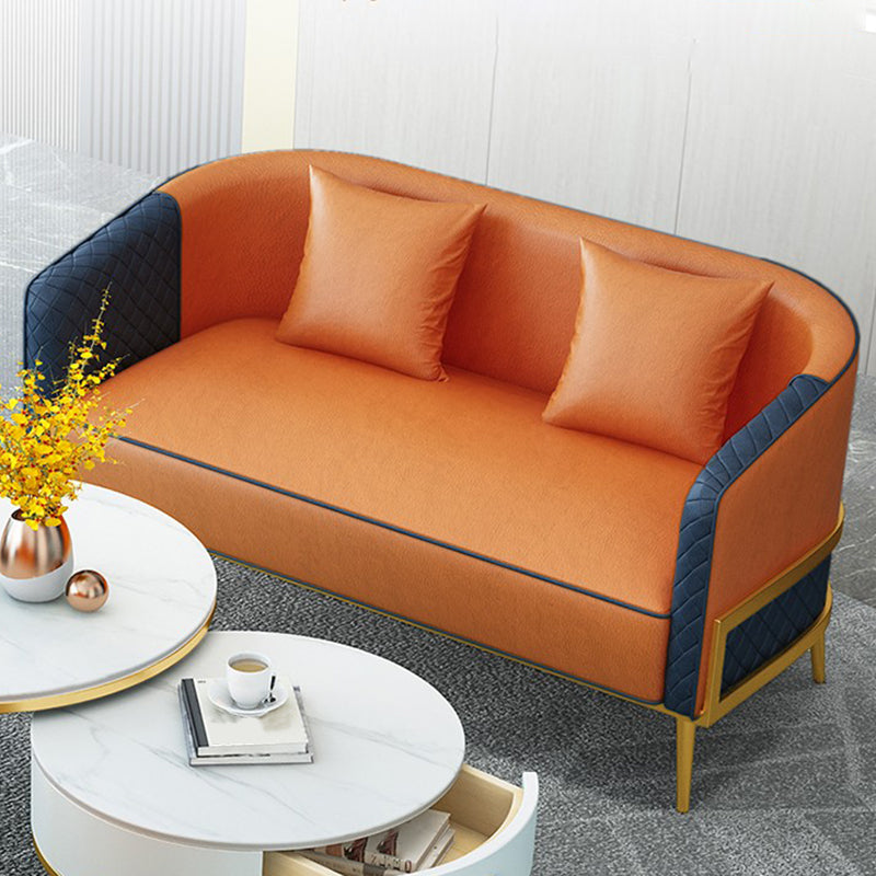 27.55" W x 29.52" H Faux Leather Sloped Arm Sofa Contemporary Standard Sofa