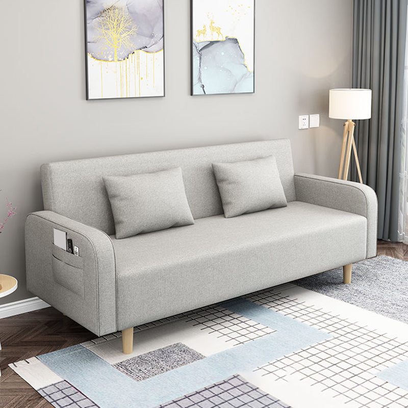 Contemporary Sofa with 2 Pillows Convertible Square Arm Seating