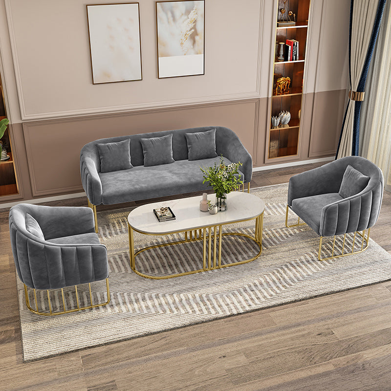 25.59" W x 29.52" H Velvet Tuxedo Arm Sofa Contemporary Standard Sofa with Tight Back