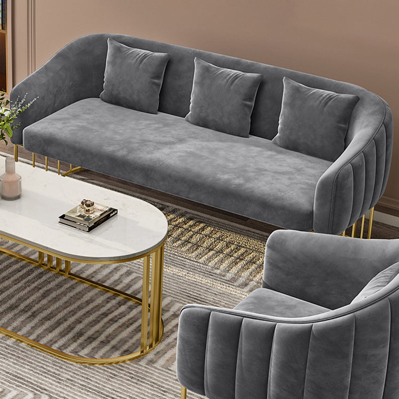 25.59" W x 29.52" H Velvet Tuxedo Arm Sofa Contemporary Standard Sofa with Tight Back