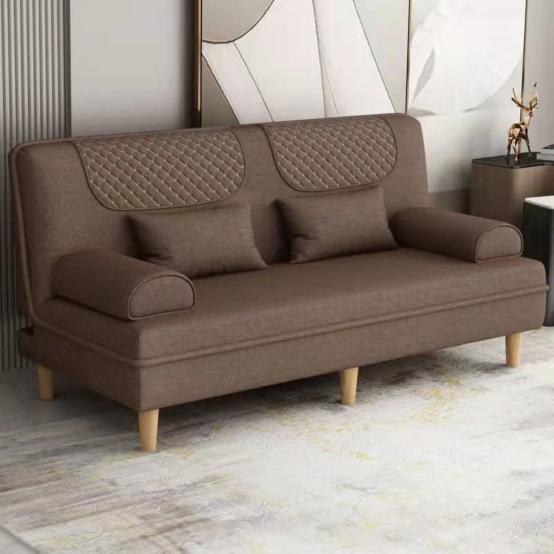 Contemporary Sofa with 2 Pillows Sleeper Recessed Arm Seating