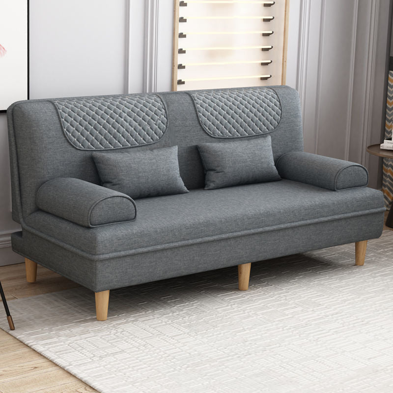 Contemporary Sofa with 2 Pillows Sleeper Recessed Arm Seating