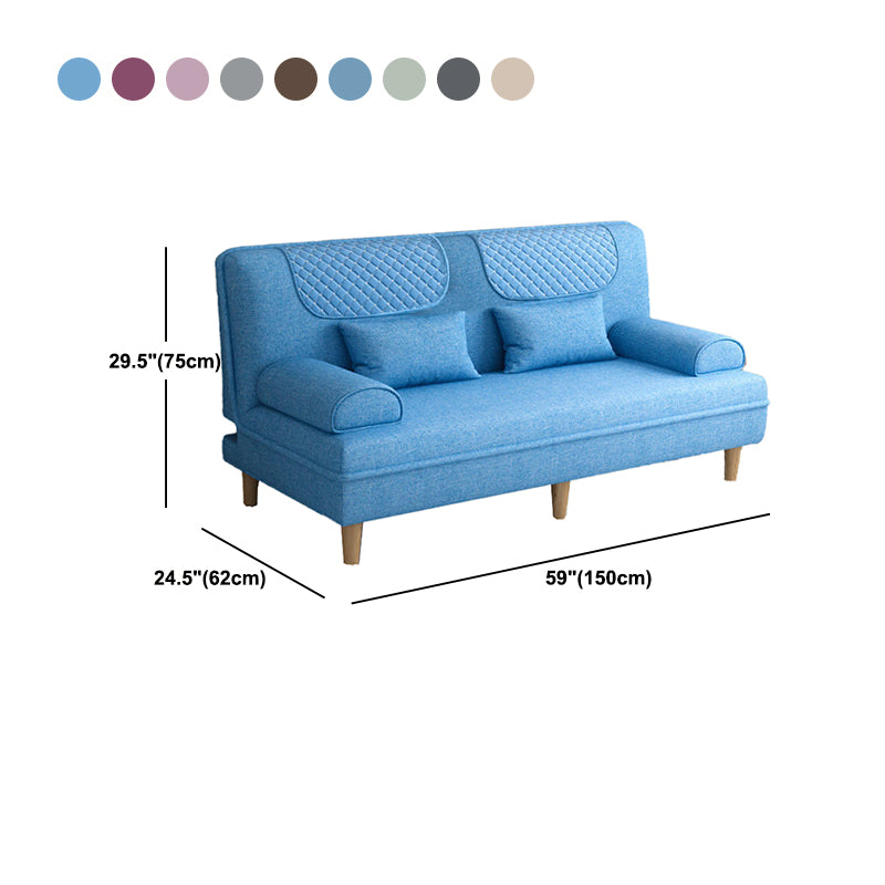 Contemporary Sofa with 2 Pillows Sleeper Recessed Arm Seating