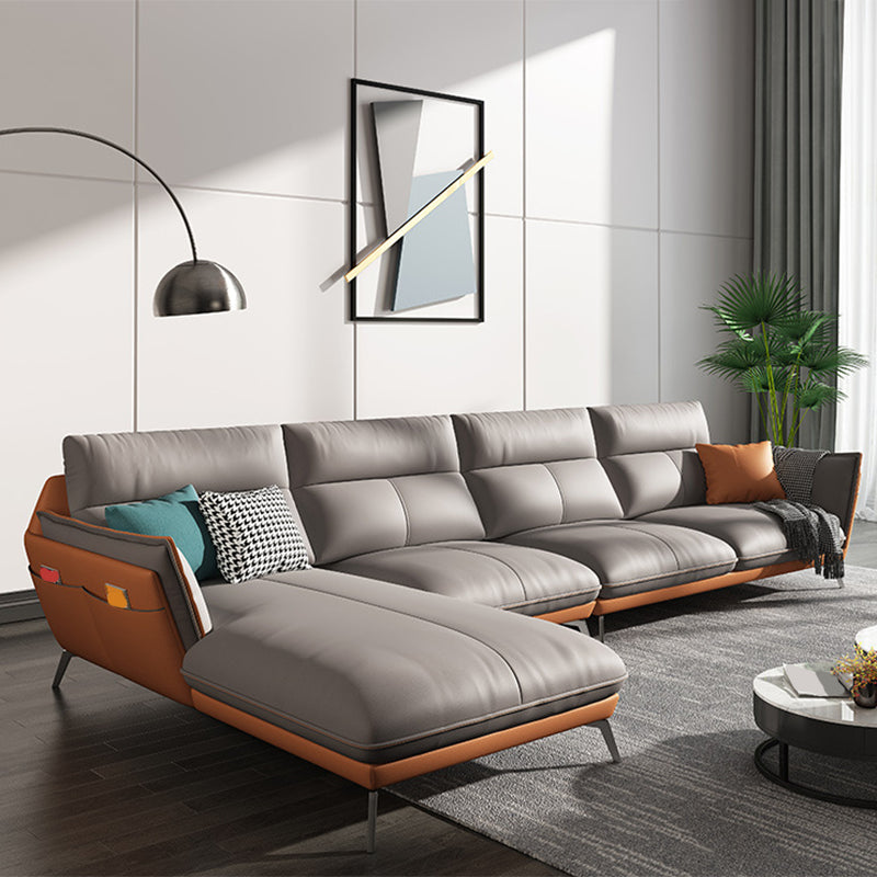 Modern Style Sofa Bed Imitation Leather Armrest Cushioning Back Sofa