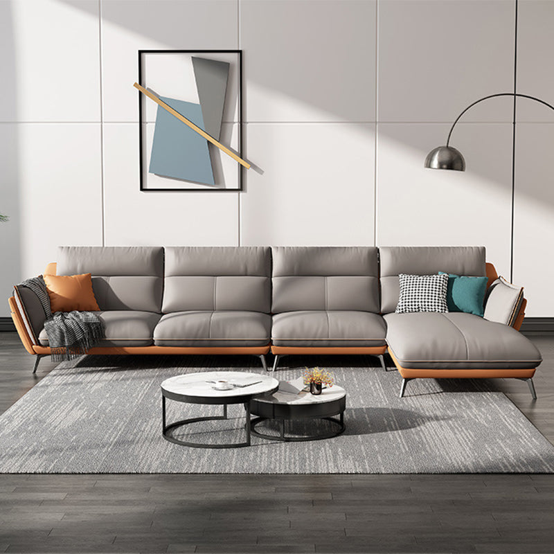 Modern Style Sofa Bed Imitation Leather Armrest Cushioning Back Sofa