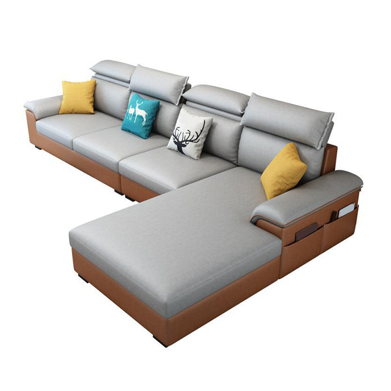 Modern Style Sofa Bed Solid Wood Frame Imitation Leather Built-in Armrest Sofa
