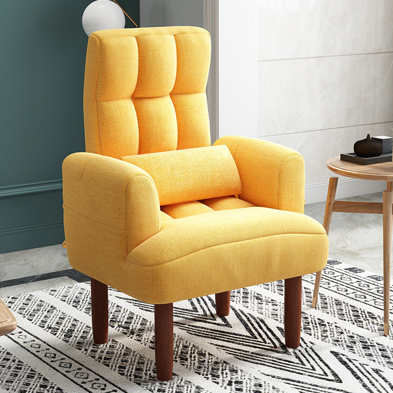 27.55"W Linen Square Arms Convertible Chair with Biscuit Back and Basic Four Legs