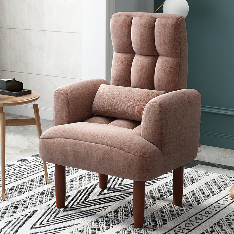 27.55"W Linen Square Arms Convertible Chair with Biscuit Back and Basic Four Legs