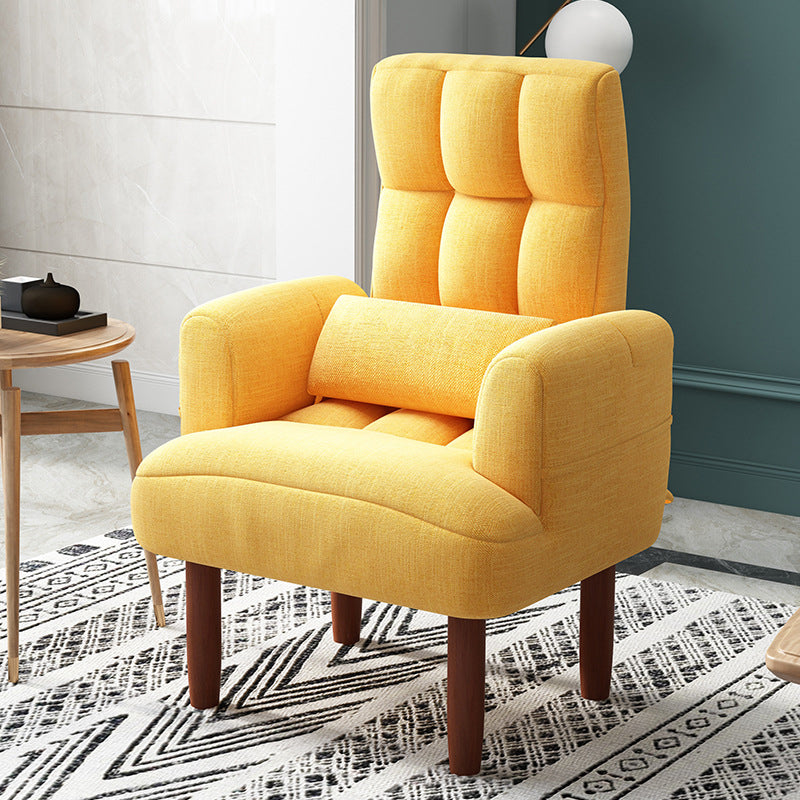 27.55"W Linen Square Arms Convertible Chair with Biscuit Back and Basic Four Legs