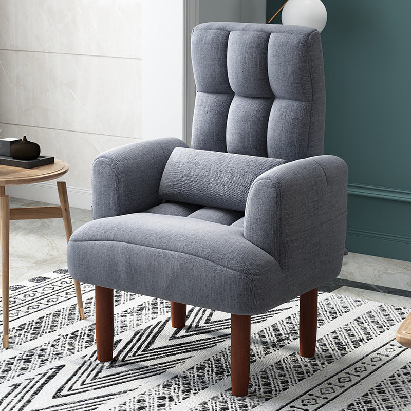 27.55"W Linen Square Arms Convertible Chair with Biscuit Back and Basic Four Legs