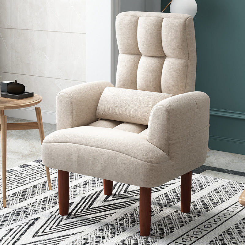 27.55"W Linen Square Arms Convertible Chair with Biscuit Back and Basic Four Legs