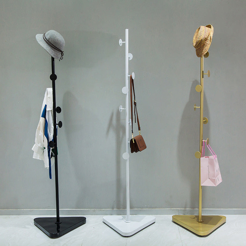Contemporary Coat Rack Coat Hooks Metal Coat Rack with Triangular Base
