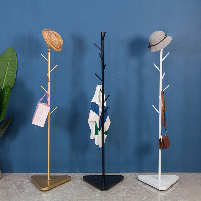 Contemporary Coat Rack Coat Hooks Metal Coat Rack with Triangular Base