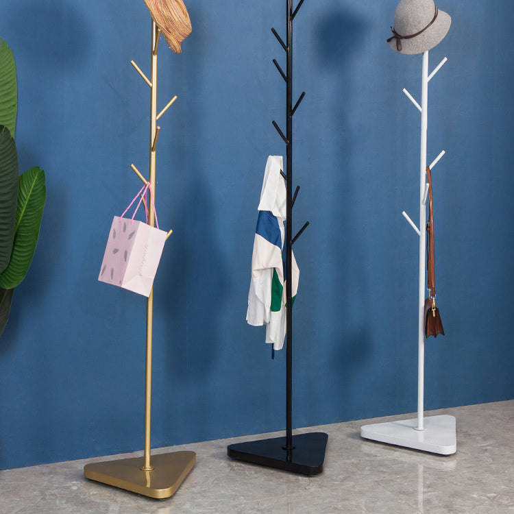 Contemporary Coat Rack Coat Hooks Metal Coat Rack with Triangular Base
