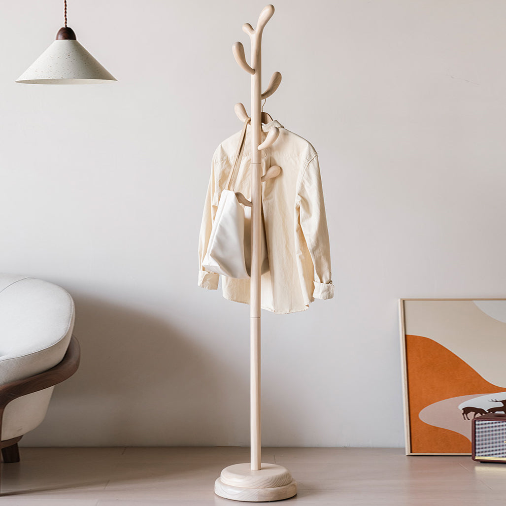 Coastal Entryway Kit Hall Tree with Hooks Wooden Coat Hanger