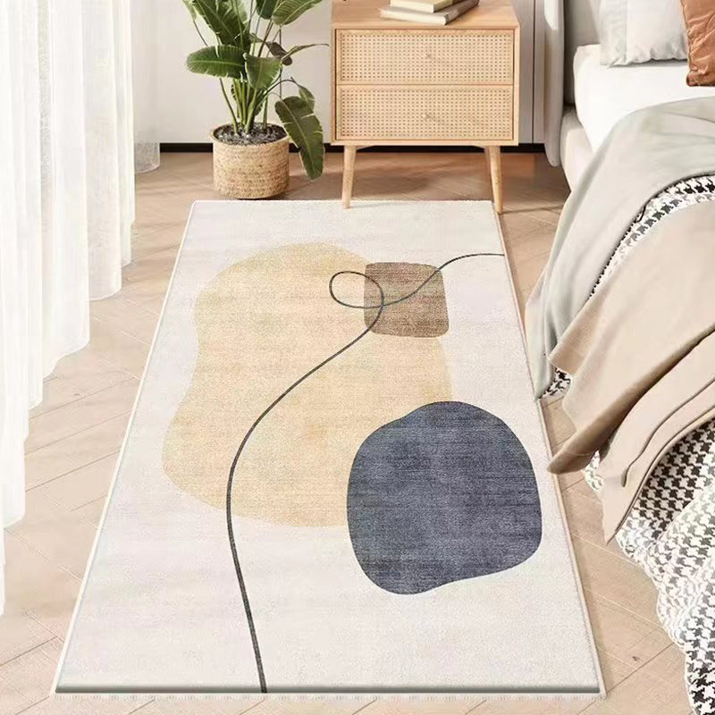 Gray Casual Rug Polyester Feather Rug Stain Resistant Rug for Drawing Room