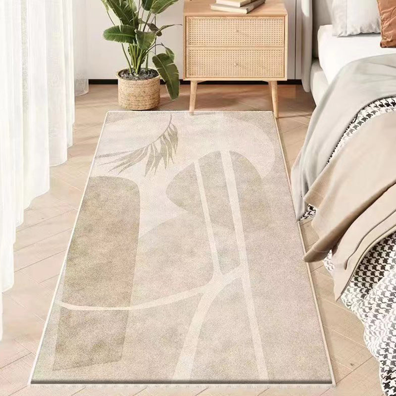 Gray Casual Rug Polyester Feather Rug Stain Resistant Rug for Drawing Room