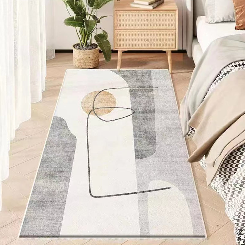 Gray Casual Rug Polyester Feather Rug Stain Resistant Rug for Drawing Room