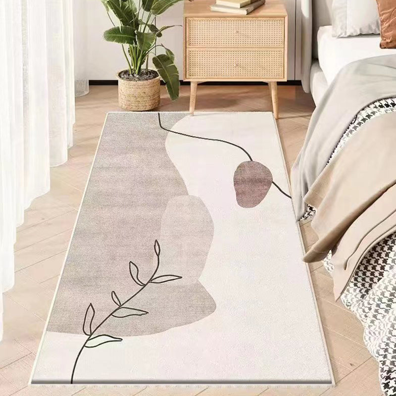Gray Casual Rug Polyester Feather Rug Stain Resistant Rug for Drawing Room