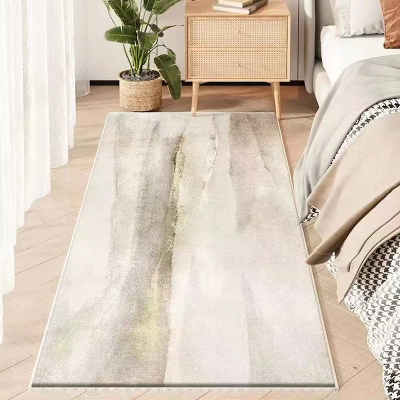 Gray Casual Rug Polyester Feather Rug Stain Resistant Rug for Drawing Room