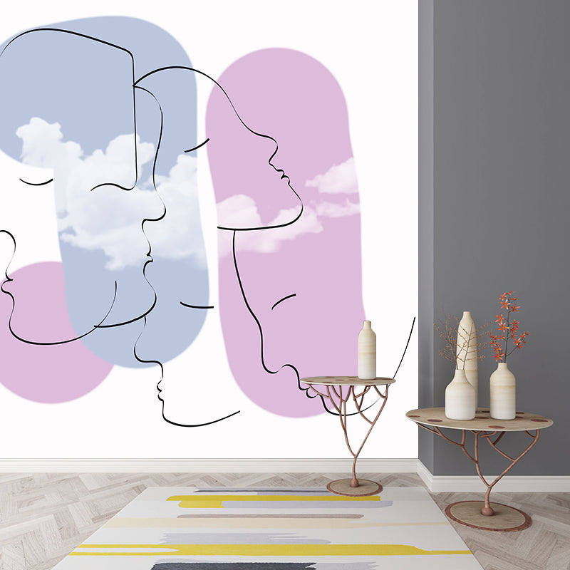 Modern Style Illustration Wall Mural Wallpaper Line Art Bedroom Wall Mural