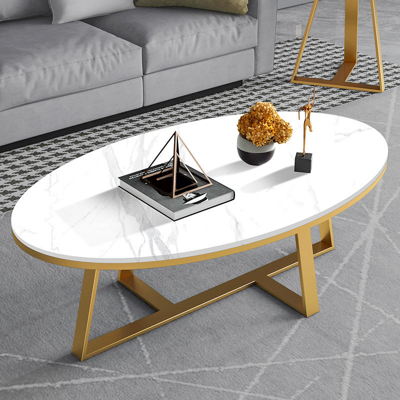 1 Slate Oval Coffee Table Modern Cocktail Table for Living Room