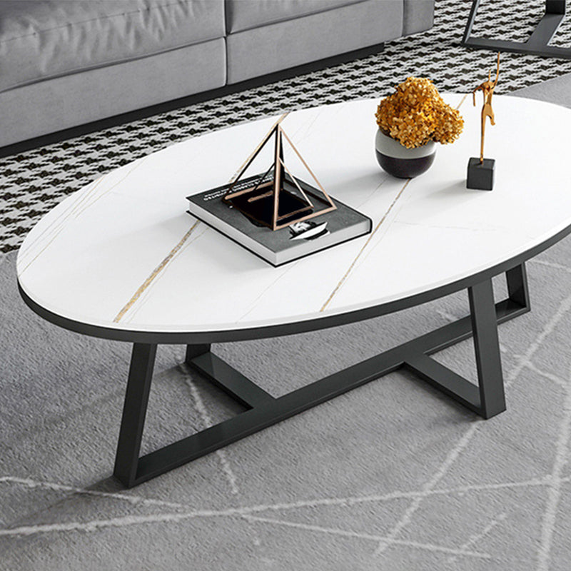 1 Slate Oval Coffee Table Modern Cocktail Table for Living Room