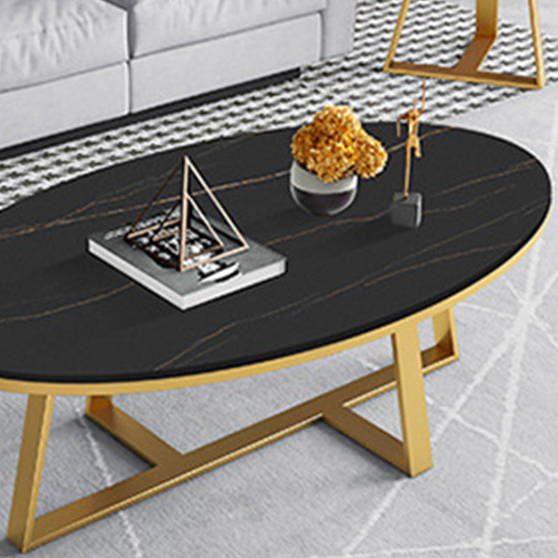 1 Slate Oval Coffee Table Modern Cocktail Table for Living Room