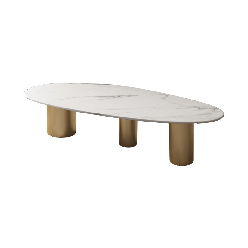 3 Legs Oval Coffee Table Minimalist Slate Coffee Table for Living Room