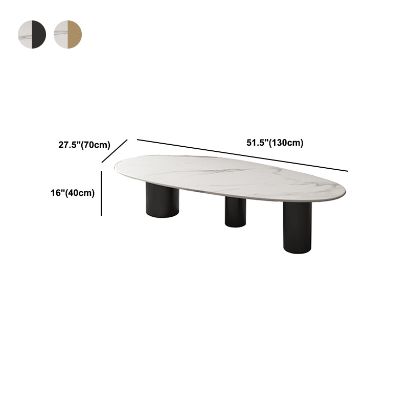 3 Legs Oval Coffee Table Minimalist Slate Coffee Table for Living Room