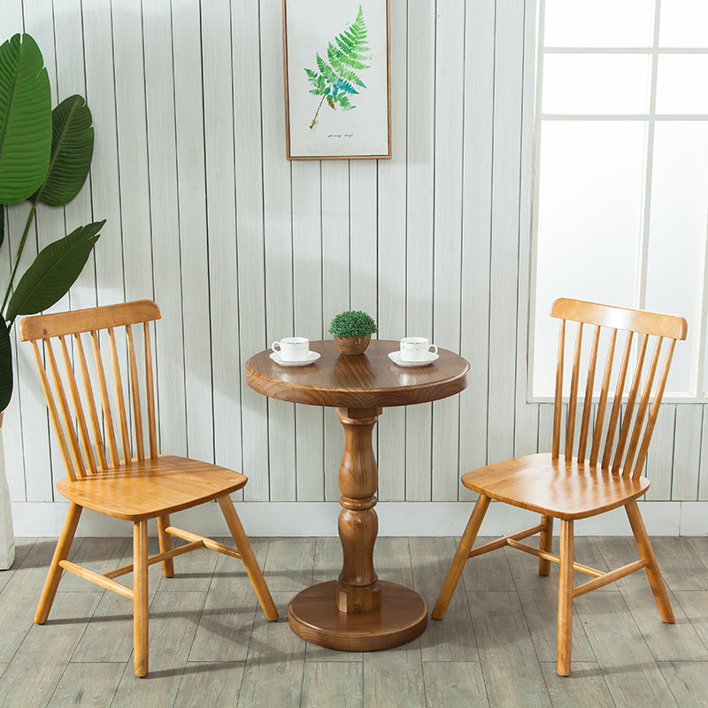 Modern Round Solid Wood Coffee Table 29.5"H Pedestal Cocktail Table