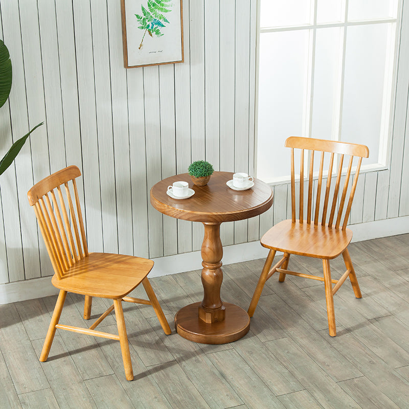 Modern Round Solid Wood Coffee Table 29.5"H Pedestal Cocktail Table