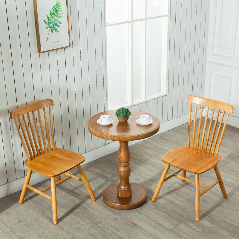 Modern Round Solid Wood Coffee Table 29.5"H Pedestal Cocktail Table