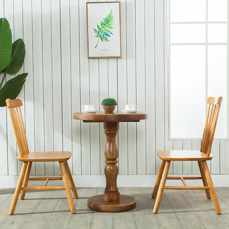 Modern Round Solid Wood Coffee Table 29.5"H Pedestal Cocktail Table