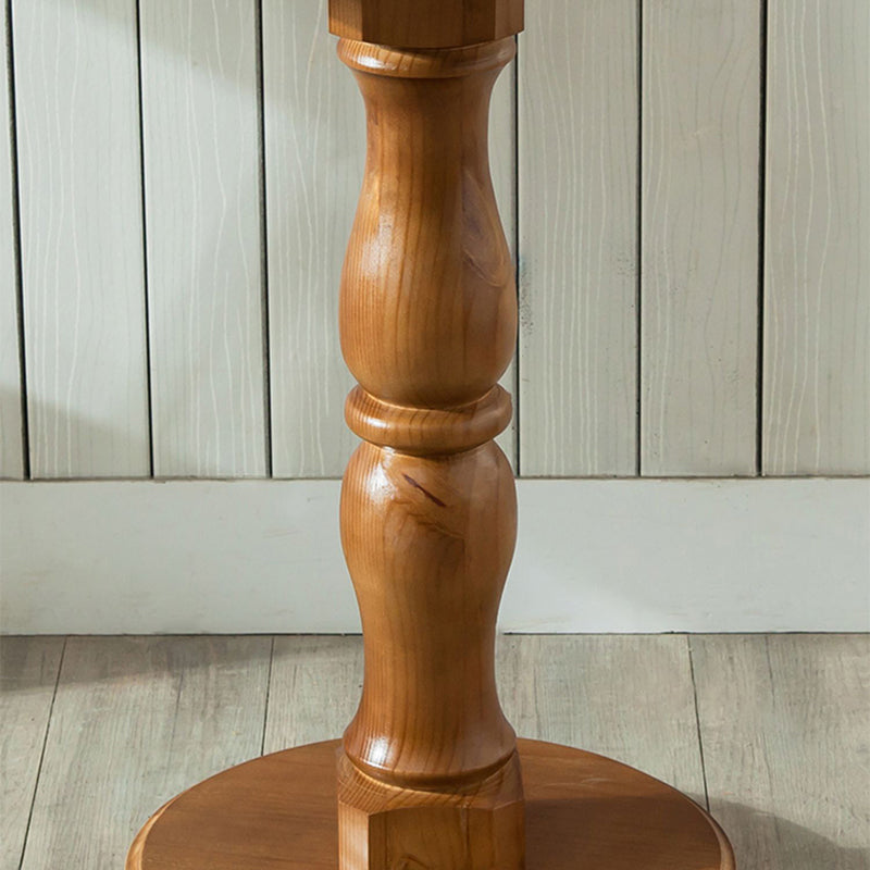 Modern Round Solid Wood Coffee Table 29.5"H Pedestal Cocktail Table