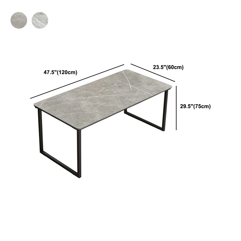 Modern Style Slate Table with Rectangular Black Metal Sleigh Base Coffee Table
