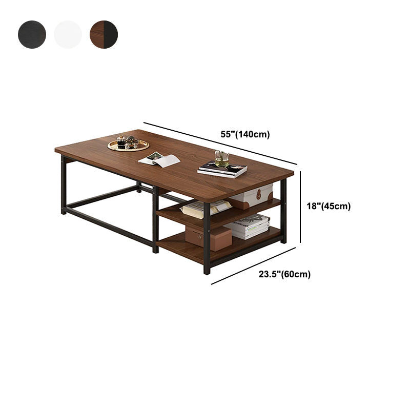 Modern Style Rectangular Wood Table with Black/bass and Metal Frame Base Coffee Table