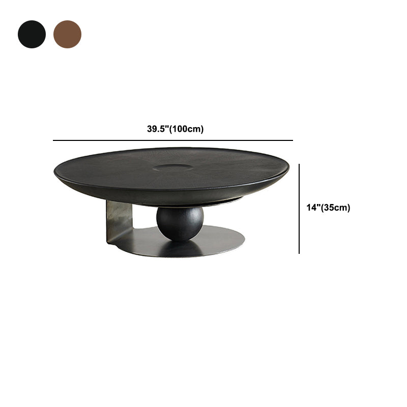 Modern Style Coffee Table with Square Block Base Design Round Glass/wood Table