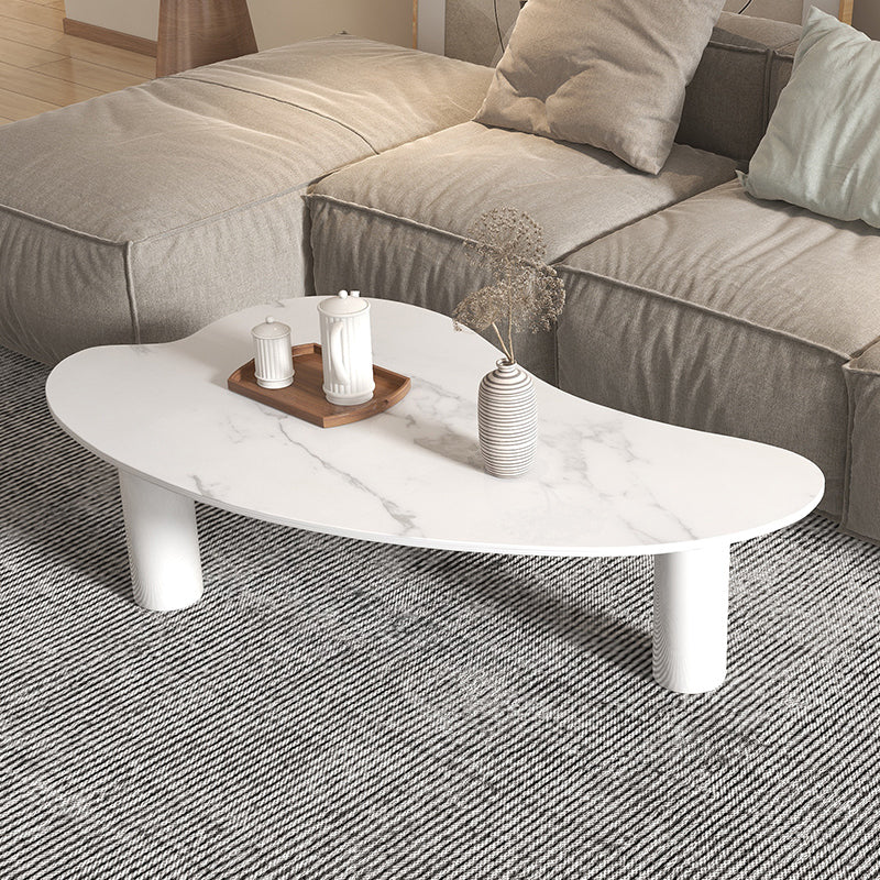 Modern Slate 3 Legs Coffee Table Single White Cocktail Table