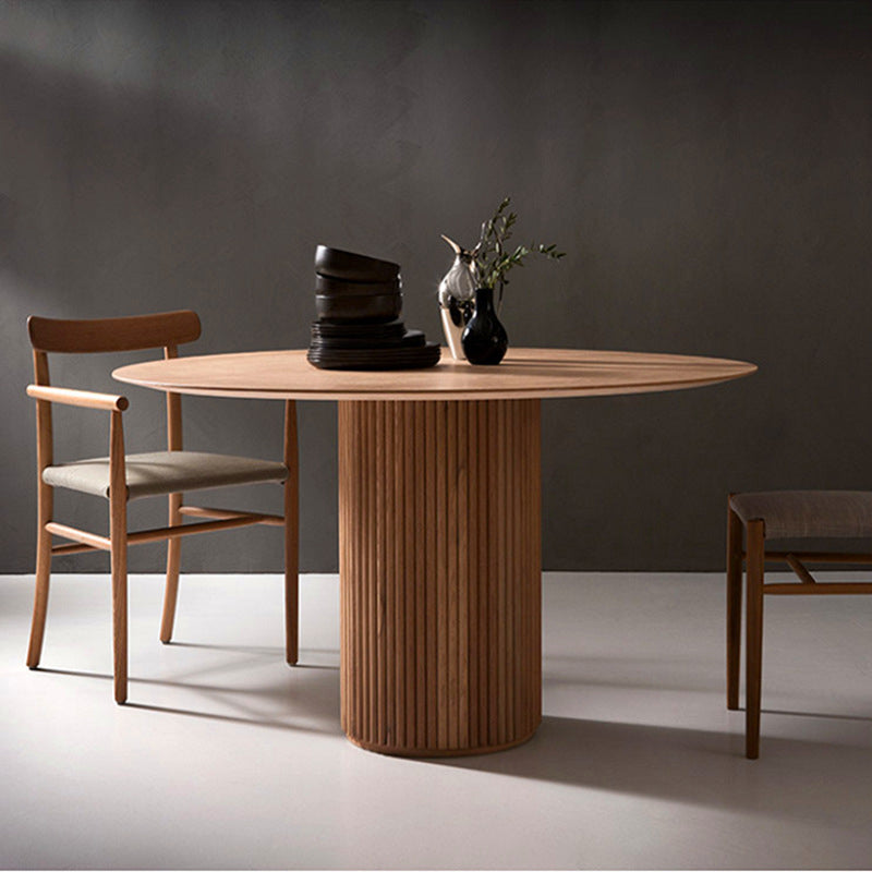 Modern Style Round Wooden Table with Pedestal Base Coffee Table