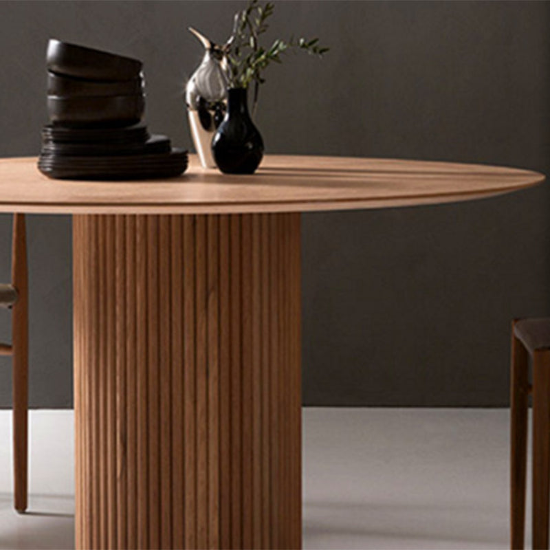 Modern Style Round Wooden Table with Pedestal Base Coffee Table