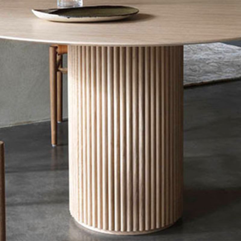 Modern Style Round Wooden Table with Pedestal Base Coffee Table