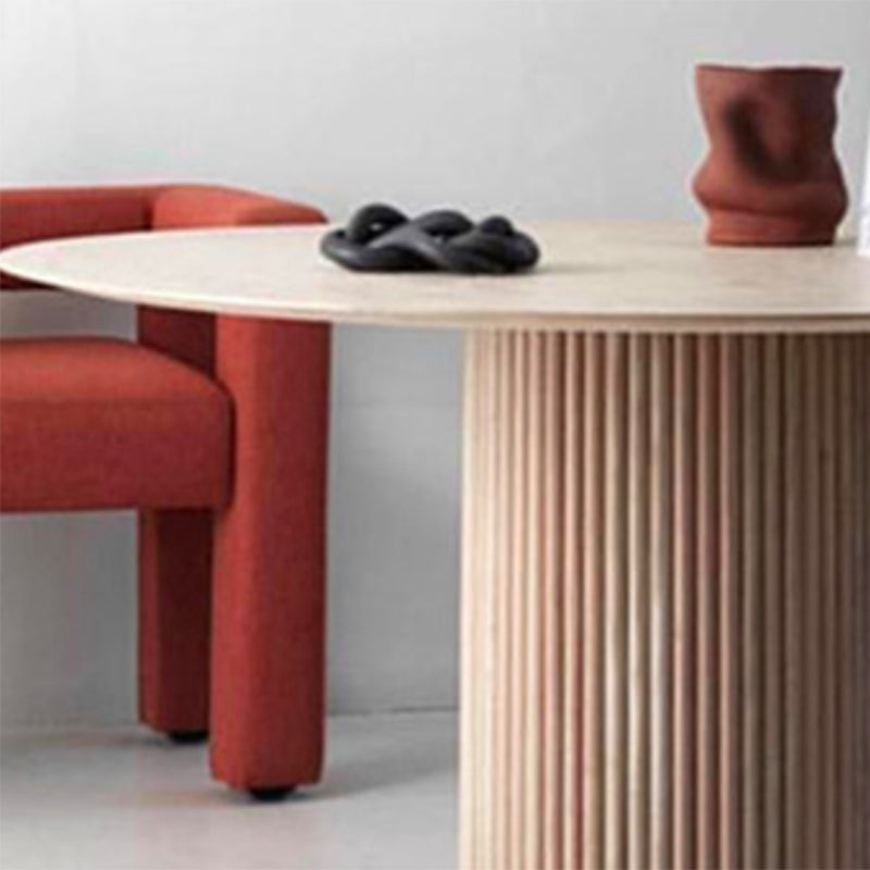 Modern Style Round Wooden Table with Pedestal Base Coffee Table