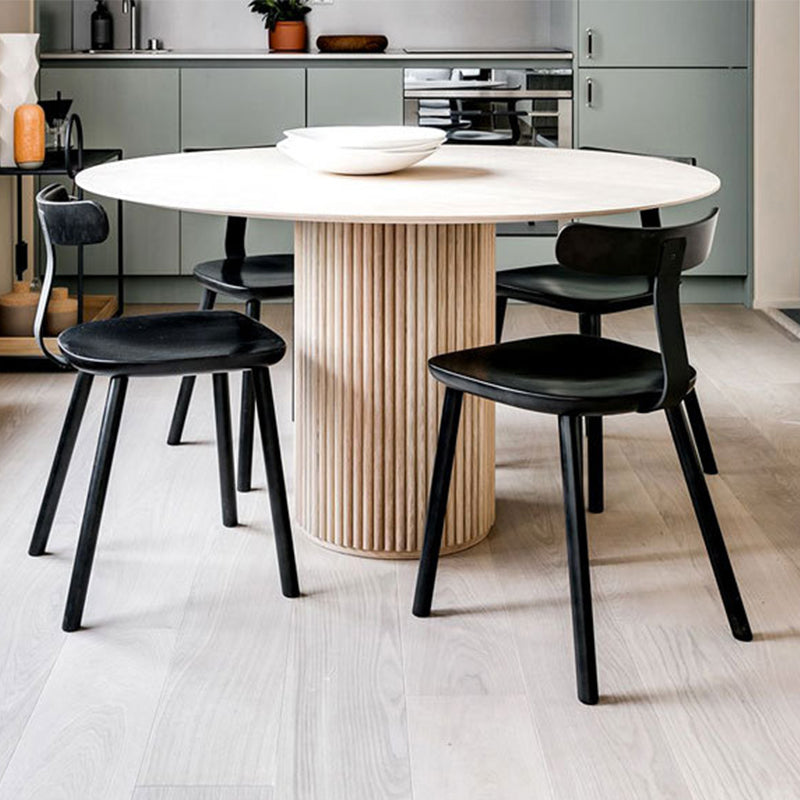 Modern Style Round Wooden Table with Pedestal Base Coffee Table