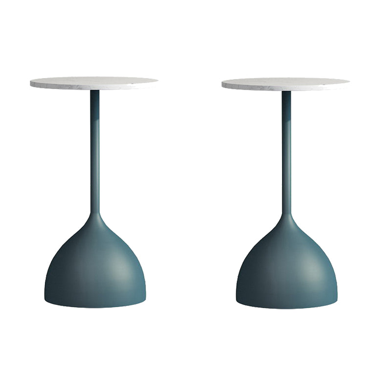 Contemporary 21.7" Tall Pedestal Table Slate Top Round Side End Table