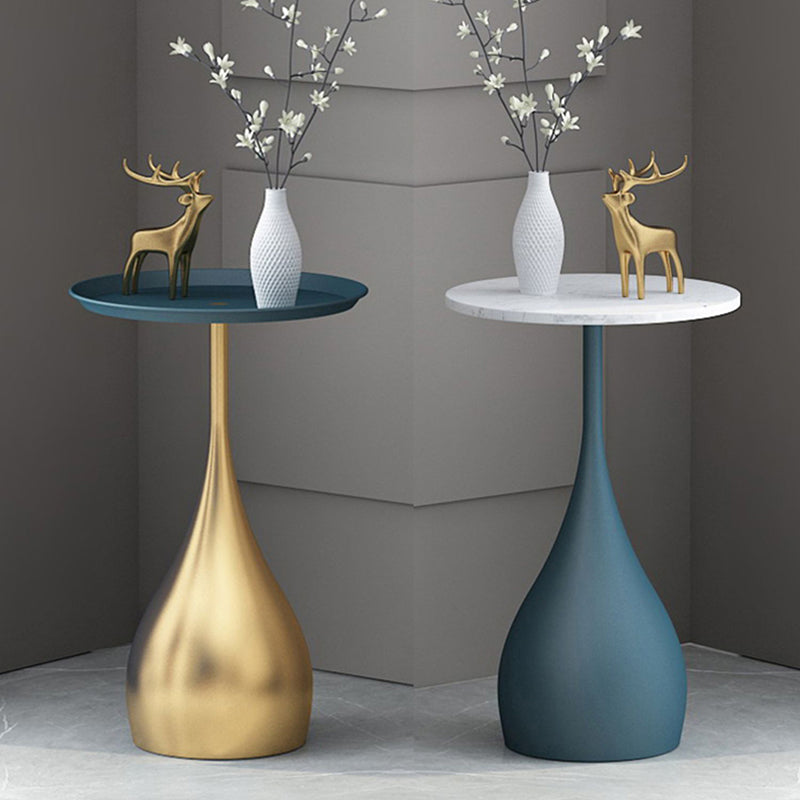 Contemporary 21.7" Tall Pedestal Table Slate Top Round Side End Table